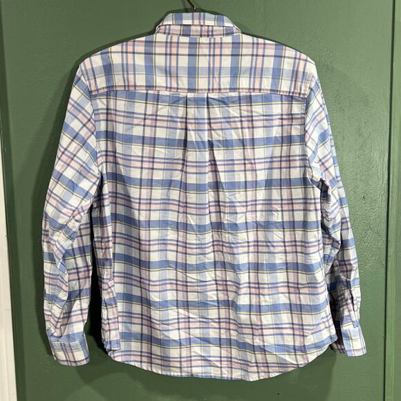 LL Bean Petite Blue Plaid Button Down Long Sleeve Shirt Classic Fit - Picture 3 of 3